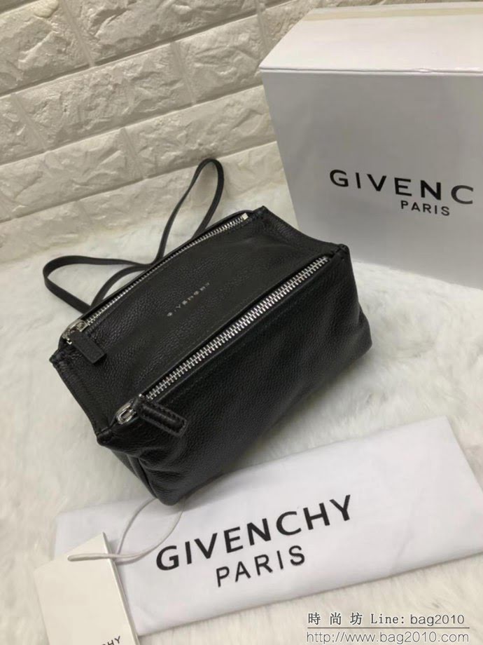 GlVENCHY紀梵希 潘多拉 黑色綿羊皮 銀色五金 100%純棉布 黑色 可手提 肩背  tsg1077